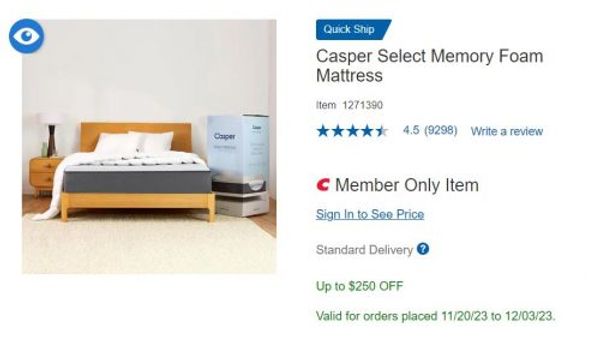 Costco Canada Early Black Friday Offers Save Up To 250 On Casper   Costco Canada Early Black Friday Offers Save Up To 250 On Casper Select Memory Foam Mattress 1 600 