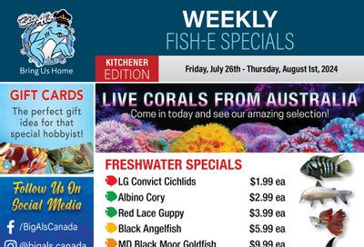 Big Al's (Kitchener) Weekly Specials July 26 to August 1