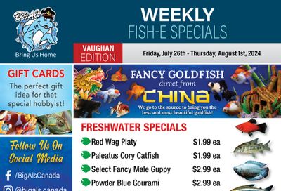 Big Al's (Vaughan) Weekly Specials July 26 to August 1
