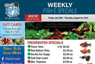 Big Al's (Whitby) Weekly Specials July 26 to August 1