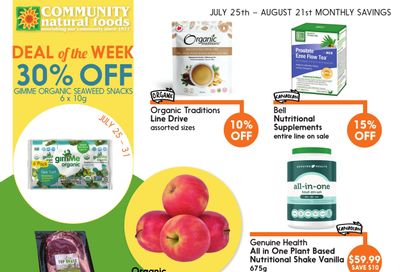 Community Natural Foods Flyer July 25 to August 21