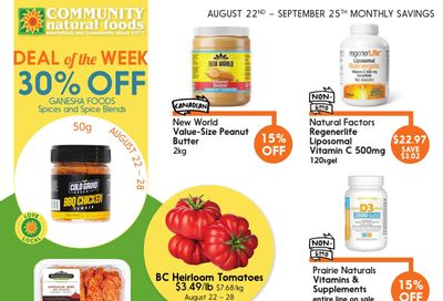 Community Natural Foods Flyer August 22 to September 25