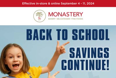 Monastery Bakery Flyer September 4 to 11