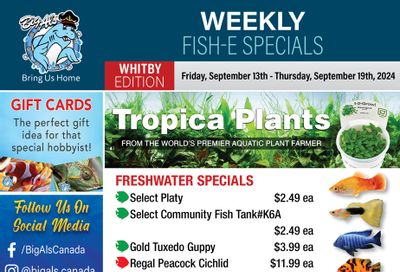 Big Al's (Whitby) Weekly Specials September 13 to 19