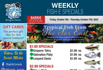 Big Al's (Barrie) Weekly Specials October 11 to 17