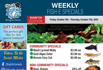 Big Al's (Brampton) Weekly Specials October 11 to 17