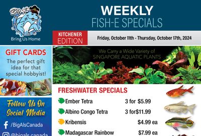 Big Al's (Kitchener) Weekly Specials October 11 to 17