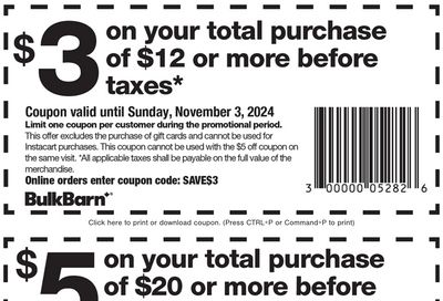 Bulk Barn Canada Coupon, valid until November 3