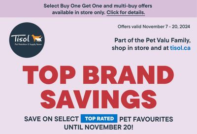 Tisol Pet Nutrition & Supply Stores Flyer November 7 to 13