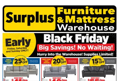 Surplus Furniture & Mattress Warehouse (Dartmouth, Saint John, Fredericton) Flyer November 18 to 24