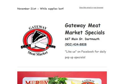 Gateway Meat Market Flyer November 21 to 27