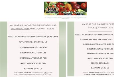 H&W Produce Flyer November 21 to 27