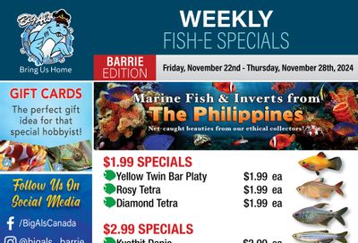 Big Al's (Barrie) Weekly Specials November 22 to 28