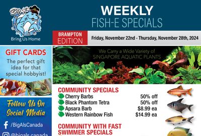 Big Al's (Brampton) Weekly Specials November 22 to 28