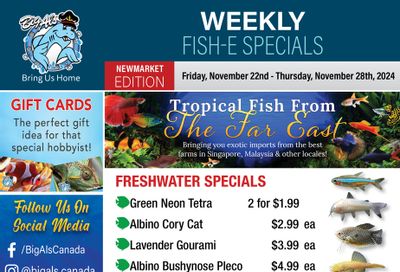 Big Al's (Newmarket) Weekly Specials November 22 to 28