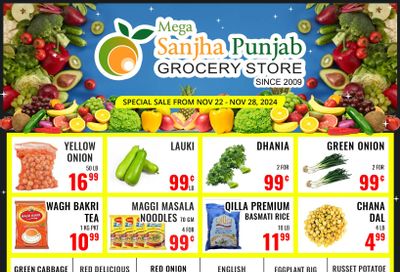 Sanjha Punjab Grocery Store Flyer November 22 to 28