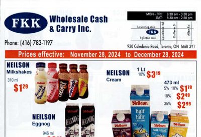 FKK Wholesale Cash & Carry Flyer November 28 to December 28