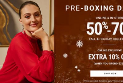 Suzy Shier & Le Chateau Canada Pre Boxing Day Sale + Deals: 50-70% off Everything + Extra 10% off When You Spend $75