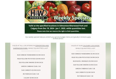 H&W Produce Flyer December 19 to 25