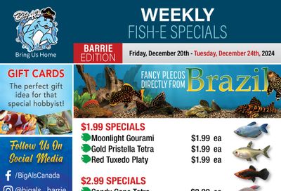 Big Al's (Barrie) Weekly Specials December 20 to 24