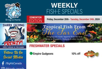 Big Al's (Edmonton) Weekly Specials December 20 to 24