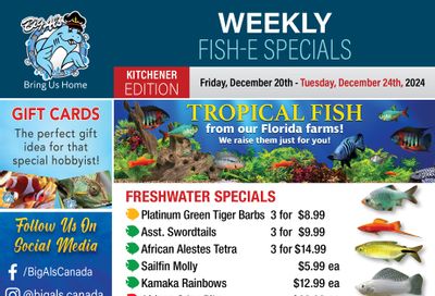 Big Al's (Kitchener) Weekly Specials December 20 to 24