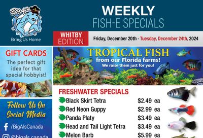 Big Al's (Whitby) Weekly Specials December 20 to 24