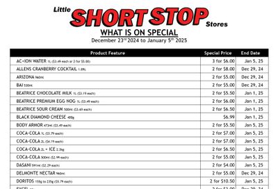 Little Short Stop Flyer December 23 to January 5