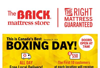 The Brick Mattress Store Boxing Day Flyer December 24 to 26