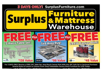 Surplus Furniture & Mattress Warehouse (Winnipeg, Brandon) Flyer December 30 to January 5