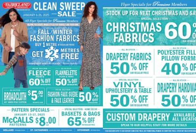 Fabricland (Kitchener, St. Catharines, Welland) Flyer January 6 to 26