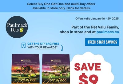 Paulmac's Pets Flyer January 16 to 29