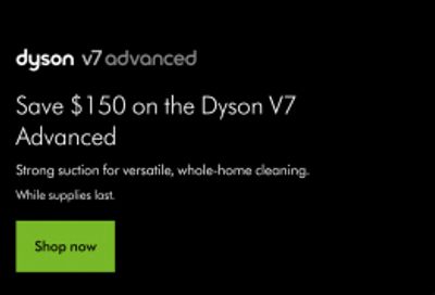 Dyson Canada Limited Offer Sale: Save $150 on Dyson V7 Advanced + More