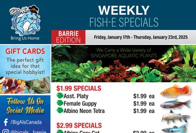 Big Al's (Barrie) Weekly Specials January 17 to 23