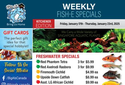 Big Al's (Kitchener) Weekly Specials January 17 to 23