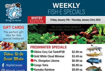 Big Al's (Whitby) Weekly Specials January 17 to 23