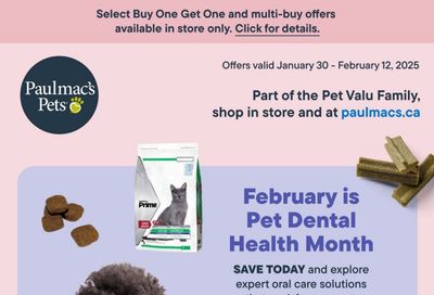 Paulmac's Pets Flyer January 30 to February 12