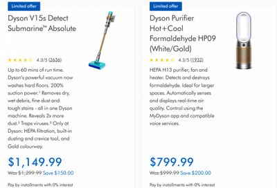 Dyson Canada: Save up to $200 on Dyson Technology + Limited Time Offers